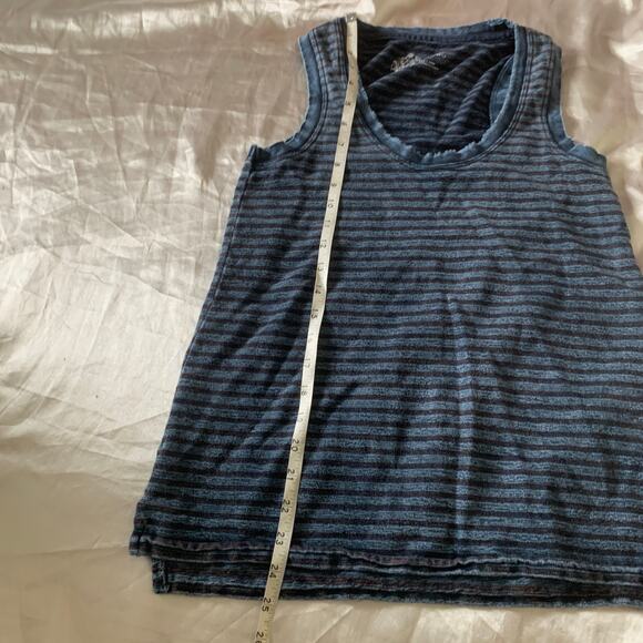 Anthropologie Pilcro XS Striped Tank Top Navy Blue Cotton Casual Distressed Knit - Picture 8 of 14